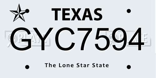 GYC7594 Texas License Plate