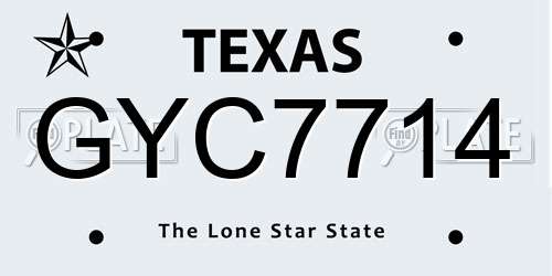 GYC7714 Texas License Plate
