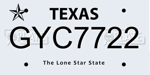 GYC7722 Texas License Plate