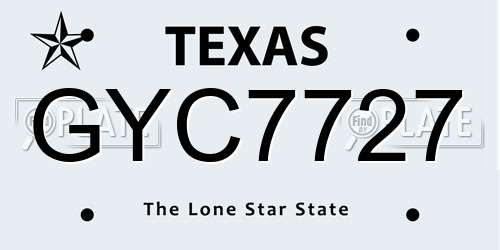 GYC7727 Texas License Plate
