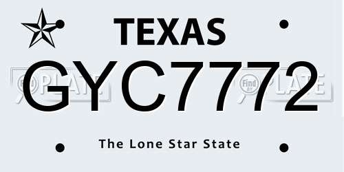 GYC7772 Texas License Plate