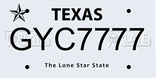 GYC7777 Texas License Plate
