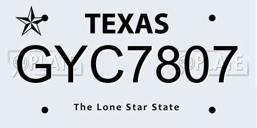 GYC7807 Texas License Plate