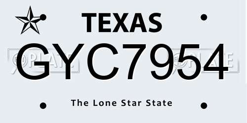 GYC7954 Texas License Plate
