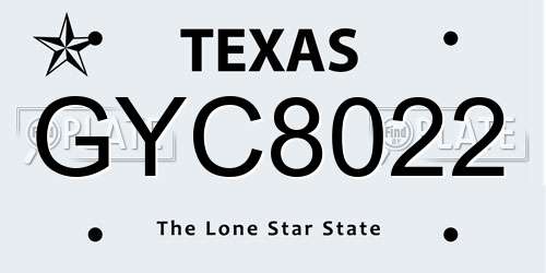GYC8022 Texas License Plate