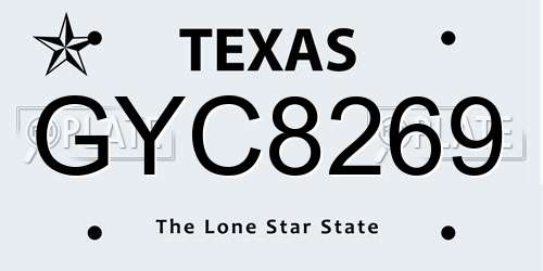 GYC8269 Texas License Plate