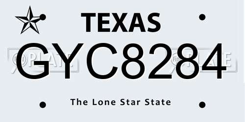 GYC8284 Texas License Plate