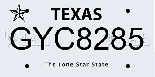 GYC8285 Texas License Plate