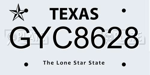GYC8628 Texas License Plate