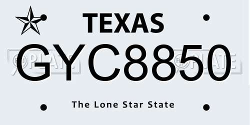 GYC8850 Texas License Plate