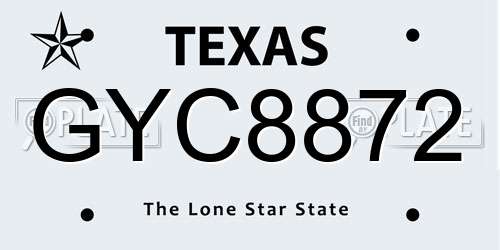 GYC8872 Texas License Plate