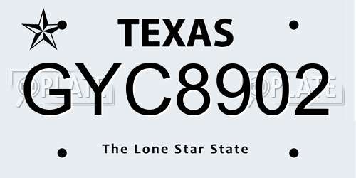 GYC8902 Texas License Plate