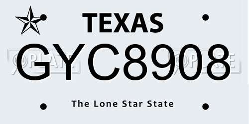 GYC8908 Texas License Plate
