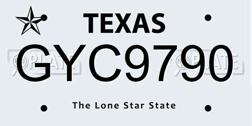 GYC9790 Texas License Plate