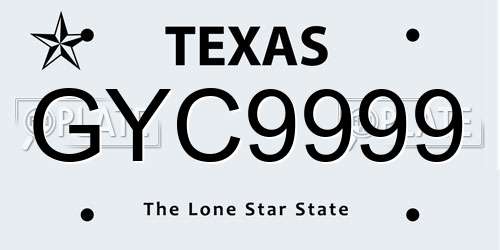 GYC9999 Texas License Plate