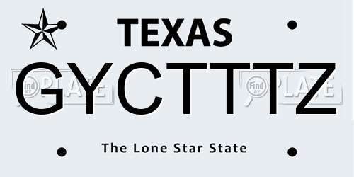 GYCTTTZ Texas License Plate