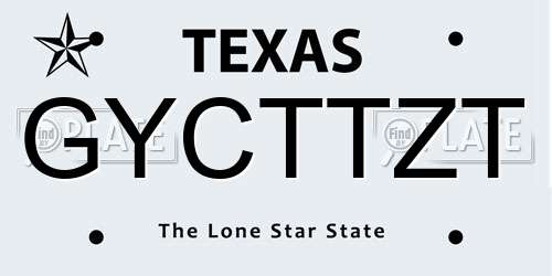 GYCTTZT Texas License Plate