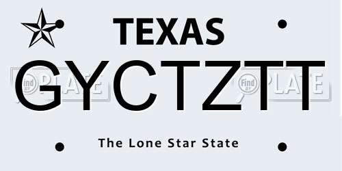 GYCTZTT Texas License Plate