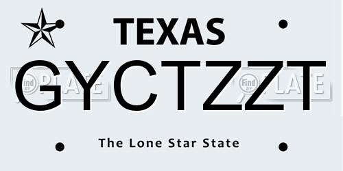 GYCTZZT Texas License Plate