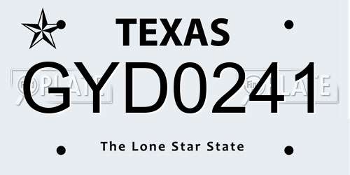 GYD0241 Texas License Plate