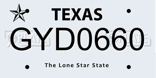 GYD0660 Texas License Plate