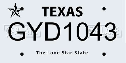 GYD1043 Texas License Plate