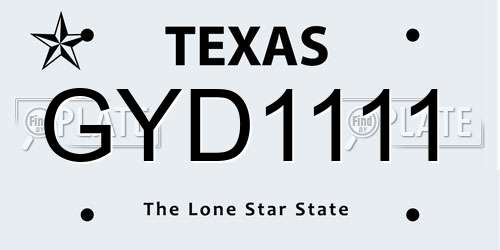 GYD1111 Texas License Plate