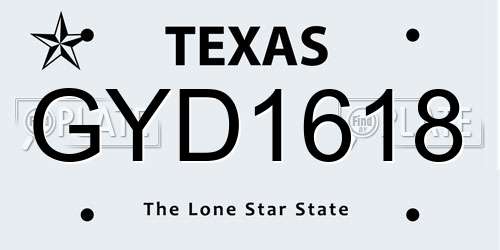 GYD1618 Texas License Plate