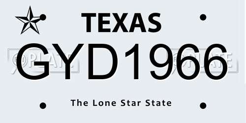 GYD1966 Texas License Plate