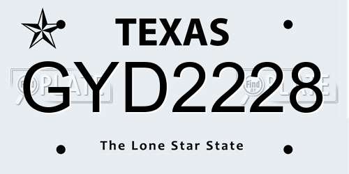 GYD2228 Texas License Plate