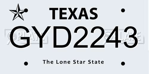 GYD2243 Texas License Plate