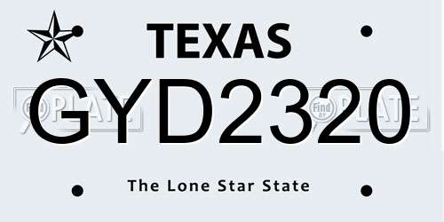 GYD2320 Texas License Plate