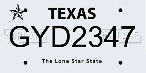 GYD2347 Texas License Plate
