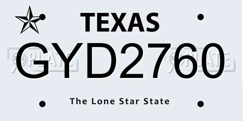 GYD2760 Texas License Plate