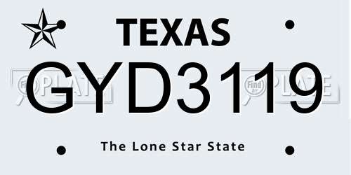GYD3119 Texas License Plate