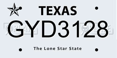 GYD3128 Texas License Plate