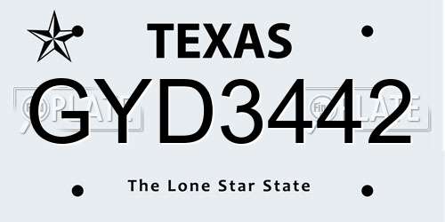 GYD3442 Texas License Plate