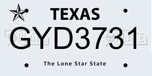 GYD3731 Texas License Plate