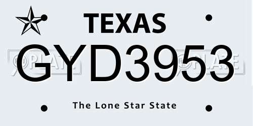 GYD3953 Texas License Plate