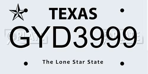 GYD3999 Texas License Plate