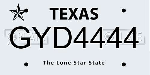 GYD4444 Texas License Plate