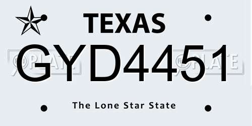 GYD4451 Texas License Plate