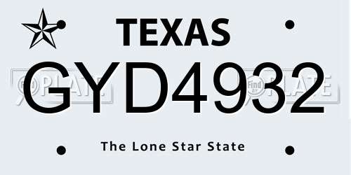 GYD4932 Texas License Plate