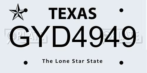 GYD4949 Texas License Plate