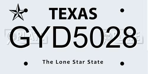 GYD5028 Texas License Plate