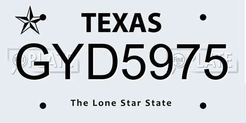 GYD5975 Texas License Plate
