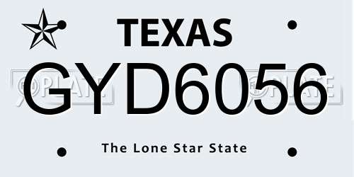 GYD6056 Texas License Plate