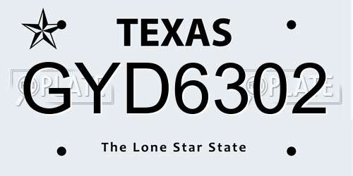 GYD6302 Texas License Plate