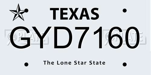 GYD7160 Texas License Plate