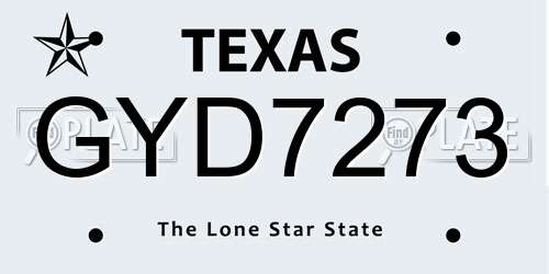 GYD7273 Texas License Plate